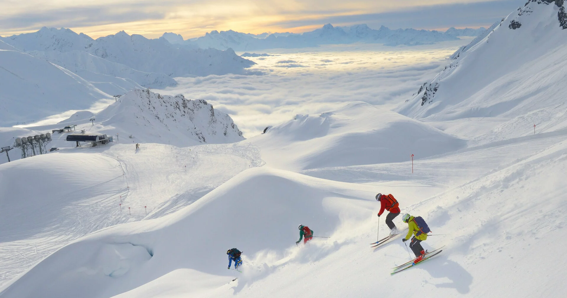 Skiers Enjoying the Slopes in Arlberg